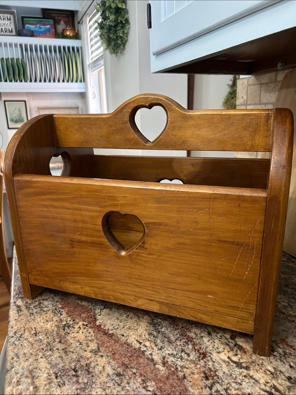 Wooden Heart Cutout Caddy Organizer - Warm Brown